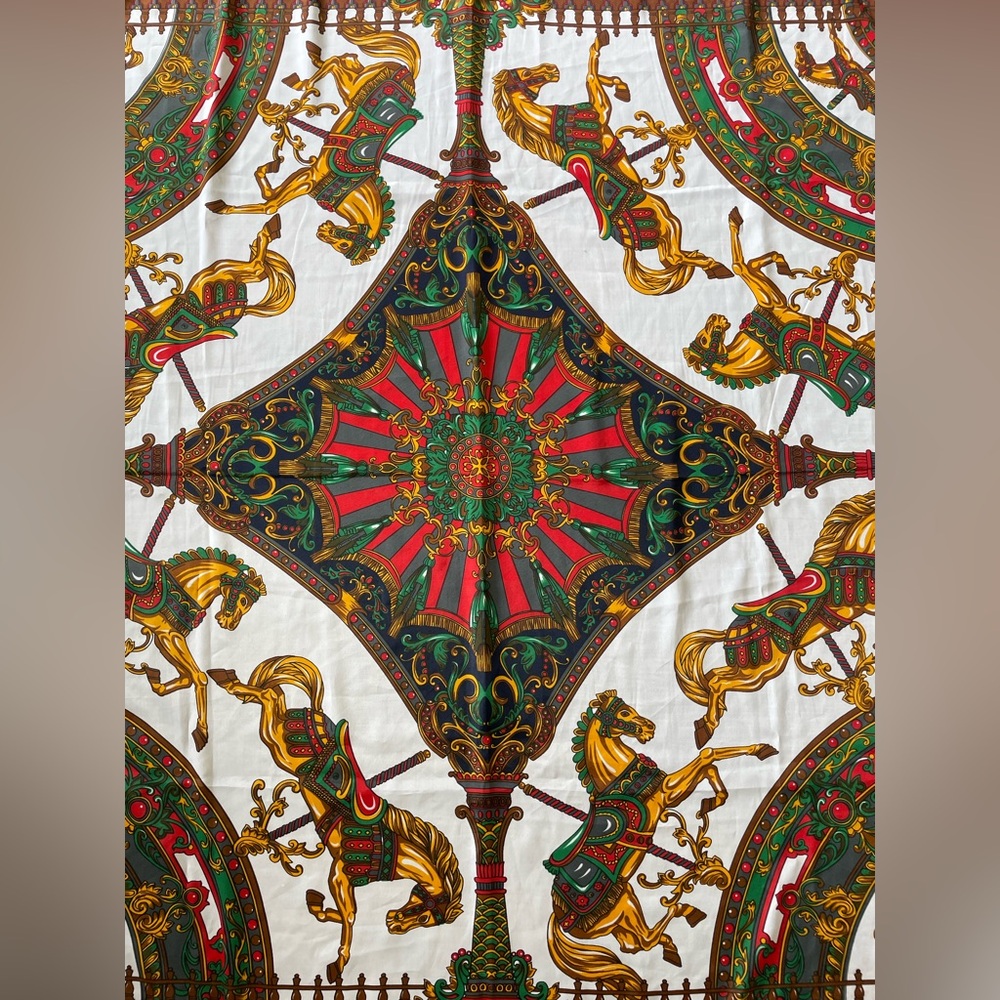 Hermes Paris 100% Silk Scarf with Carousel Horse Pattern - Picture 5 of 12